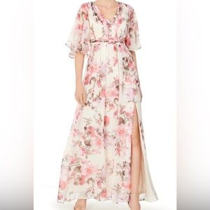 Adrianna Papell Pink Floral Long Sleeve Dress